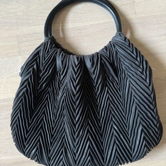 Elena Girardi Black Leather Purse Double-handled Handbag Made in Italy - Picture 1 of 7